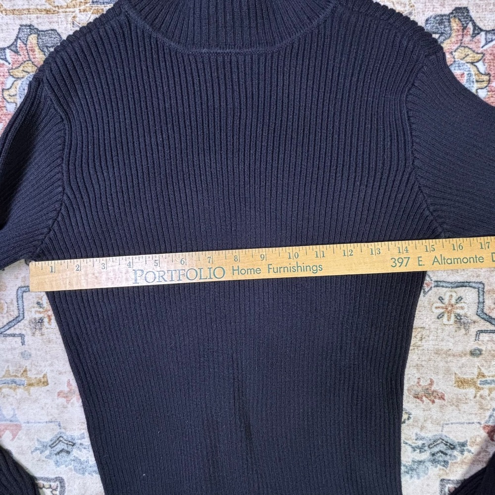 Vintage Polo Jeans Co Ralph Lauren Black Ribbed Mock Neck Sweater Flag Logo y2k - Picture 10 of 12